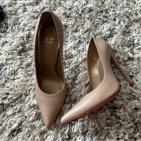 Stuart Weitzman Tan Heels, Classic Pointed-Toe, Size 8.5, Tan Leather Stilettos - Picture 1 of 10